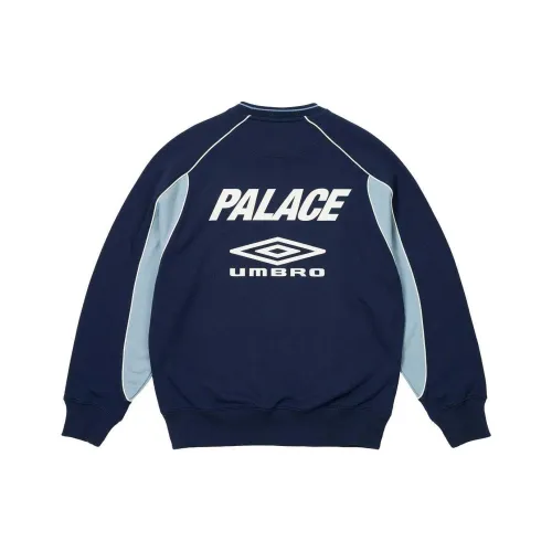 PALACE Umbro Collaboration SS24 WARM UP CREW SWEATSHIRT Unisex Blue