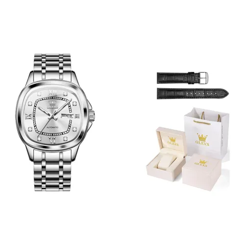 OLEVS Wisdom Series Механический механизм ремешок из нержавеющей стали мужские часы серебристый циферблат