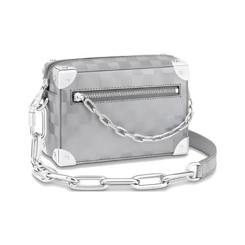 LOUIS VUITTON SOFT TRUNK Корова Кожа Коробка Сумка Ручная Сумка Сумка через плечо Мини Мужская Серебряная