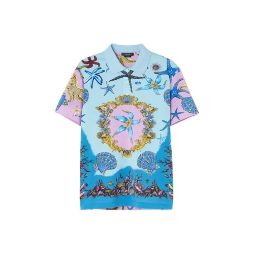 VERSACE Мужская поло рубашка синего цвета