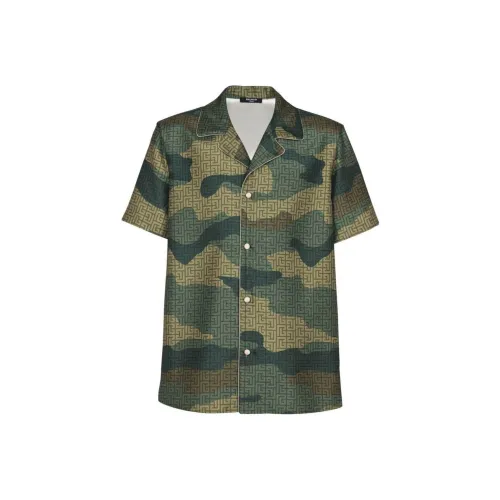 BALMAIN SS24 Рубашка Мужская Темно-Зеленая