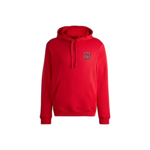 Hugo Boss Cotton Terry Толстовка Stacked с логотипом мужская красная