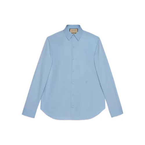 GUCCI Blue Men's Shirts GUCCI Синие Мужские Рубашки