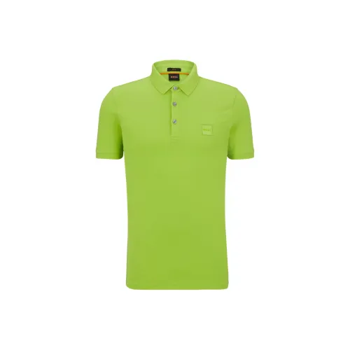 Hugo Boss Эластичный хлопок облегающий крой поло с логотипом патч поло мужской зеленый