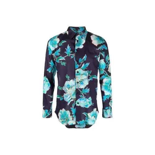 ETRO Темно-синие мужские рубашки