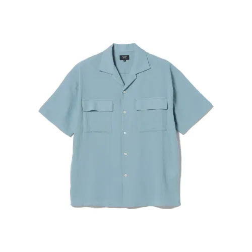 BEAMS совместная брендированная мужская рубашка саксонского синего цвета