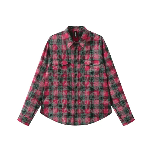 MAISON VINSON Рубашка Унисекс Красная Черная Клетка