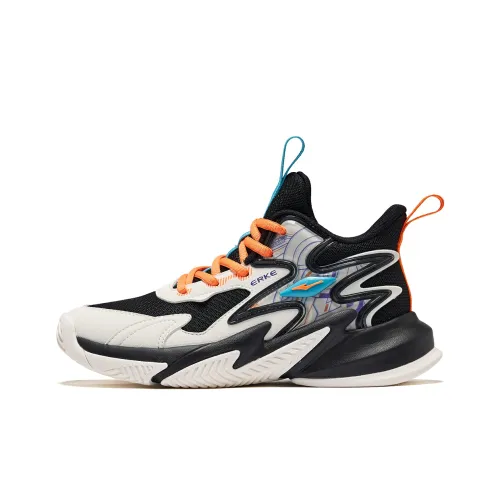 ERKE KIDS Hawk Противоскользящий амортизация устойчивый к истиранию отскок MID верх детские баскетбольные кроссовки черный белый