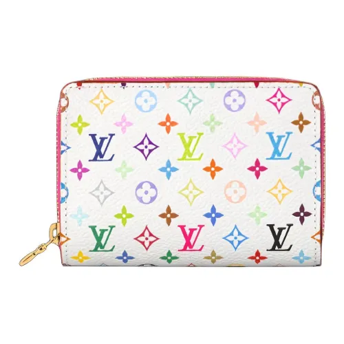 LOUIS VUITTON × Takashi Murakami Collaboration Монограмма Холст Кошелек Унисекс Белый