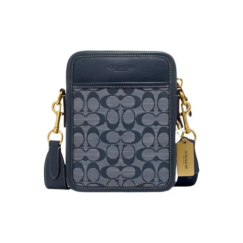 COACH Sullivan Жаккардовая ткань с коровьей кожей Сумка через плечо Сумка на плечо Маленький Мужской Деним