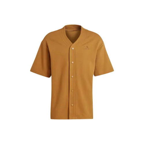 Adidas Lounge Пике Махровый Бейсбольная рубашка Мужская Имбирно-желтая