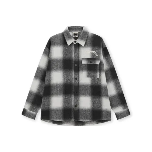 Бейсик без швов рубашка унисекс черный и белый в клетку