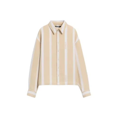 Jacquemus SS25 Полосатая Длинная Рубашка с Длинными Рукавами Мужская Бежевая Белая Бежевая Белая