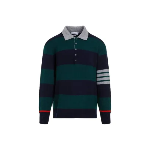 THOM BROWNE Мужская поло морской синего цвета