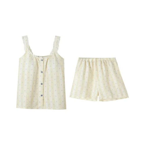 Kerener Pajama Комплект Женский Бежевый Желтый