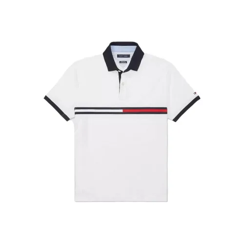 Tommy Hilfiger Seated Форма Логотип Stripe POLO Топы Поло Мужской Белый