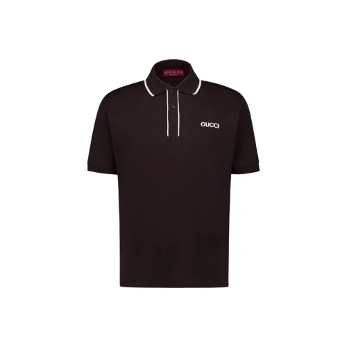 GUCCI Мужская поло коричневого цвета