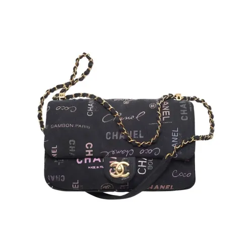CHANEL Classic Flap CF Denim Flap Bag Chain Shoulder Bag Women's Black