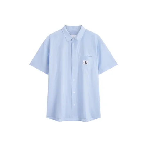 CALVIN KLEIN Рубашка Мужская Синяя Основа Полосы