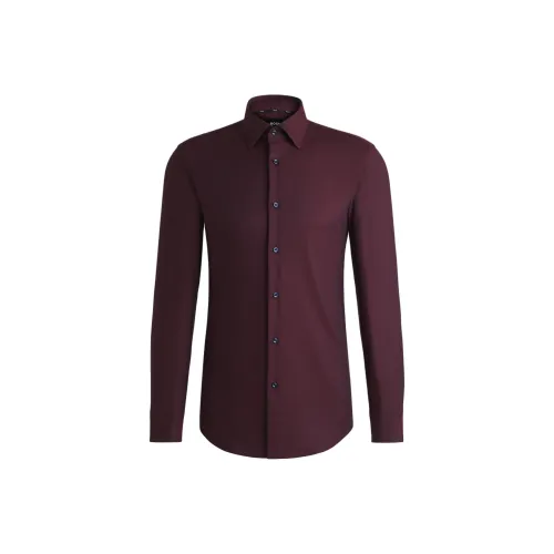 Hugo Boss FW24 Рубашка Мужская Темно-Красная