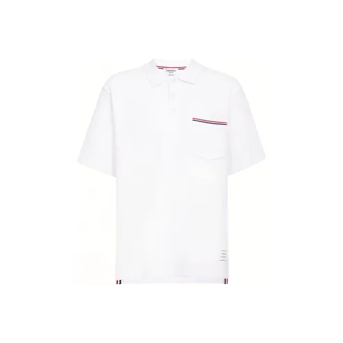THOM BROWNE Белая Мужская Рубашка Поло