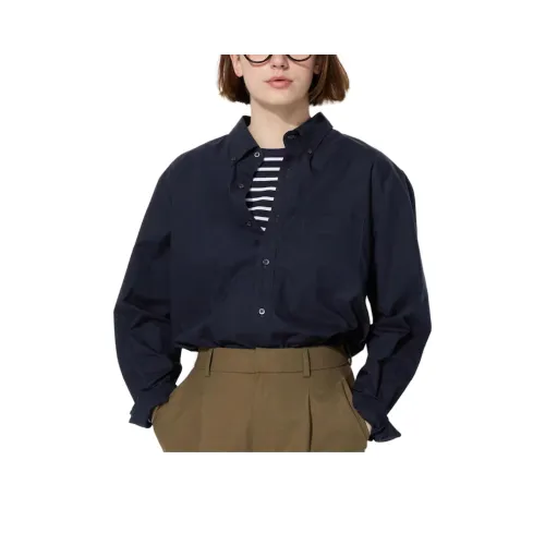 UNIQLO Темно-синяя унисекс рубашка