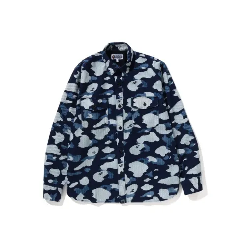 A BATHING APE Темно-синий NYX Мужские рубашки