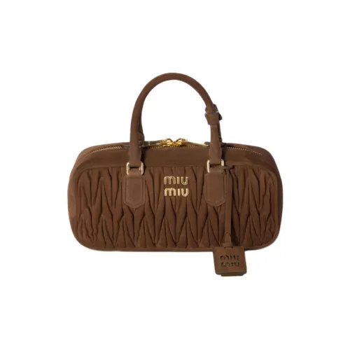 MIU MIU Arcadie Collection Matelassé Lambskin Bag Women's Cocoa Brown