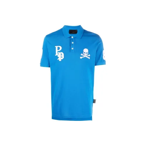 PHILIPP PLEIN Blue Men's Polo Shirt PHILIPP PLEIN Синий Мужская Поло