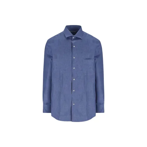 Loro Piana Blue Men's Shirts Loro Piana Синий Мужские Рубашки