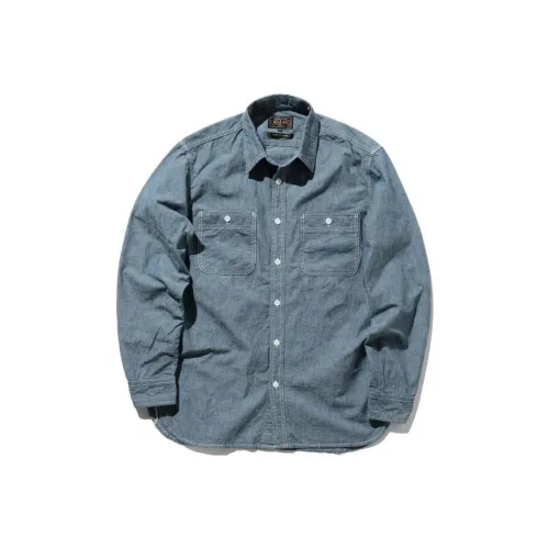 BEAMS совместная брендированная синяя мужская рубашка