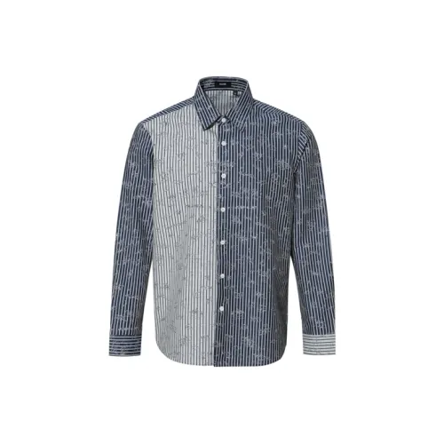 RARE Длинный рукав рубашка мужская синяя