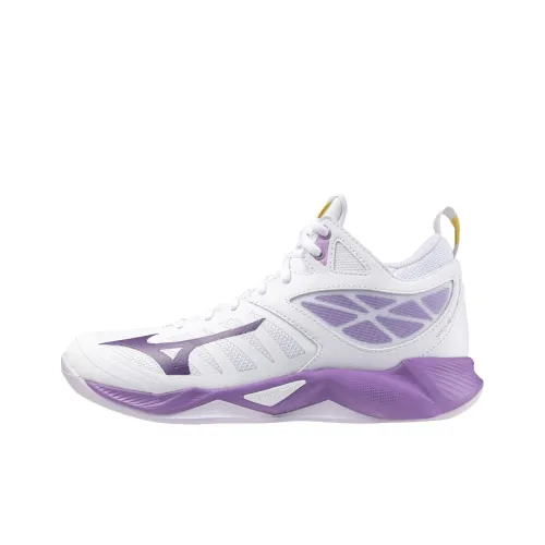 Mizuno Wave Dimension противоскользящие устойчивые к истиранию MID топ тренировочные кроссовки Женские Белые Фиолетовые