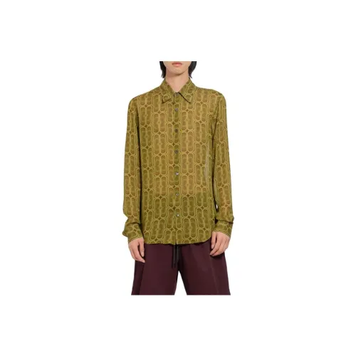 DRIES VAN NOTEN Зеленые Мужские Рубашки