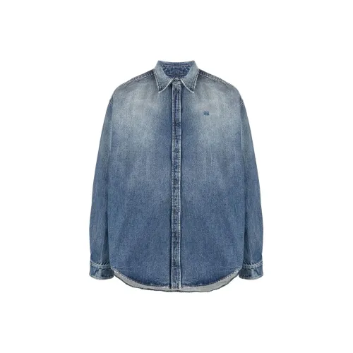 Balenciaga Рубашка Свободного кроя Мужская Синяя