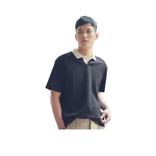 A.B.X Color Block Отложной воротник Короткий рукав Поло Мужской