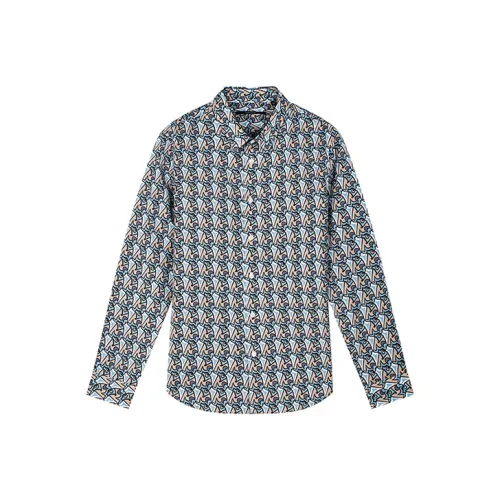 DAVID NAMAN Blue Men's Shirts DAVID NAMAN Синий Мужские Рубашки