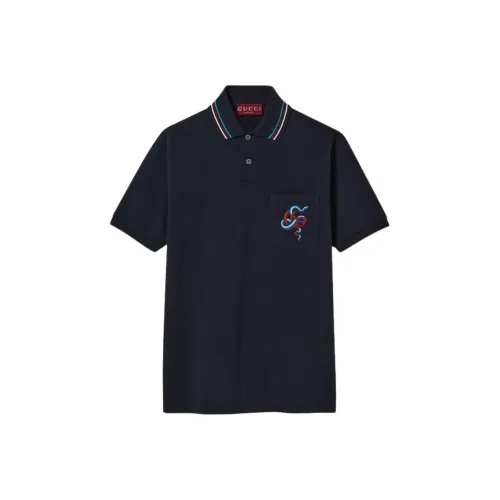 GUCCI SS25 Поло Мужское Морской Синий