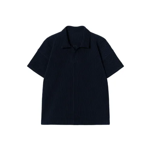 ISSEY MIYAKE Морской Синий Мужская Рубашка Поло