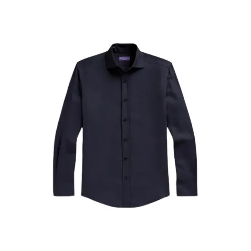 Ralph Lauren Purple Label Linen Silk Canvas Shirt Men's Dark Blue