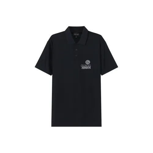 GIORGIO ARMANI Темно-синий Синий Мужская Рубашка Поло