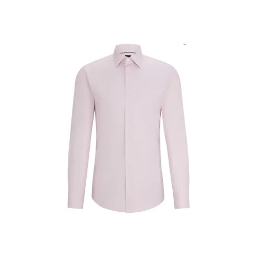Hugo Boss Рубашка Slim Fit с принтом эластичный хлопок Dobby мужская светло-розовая