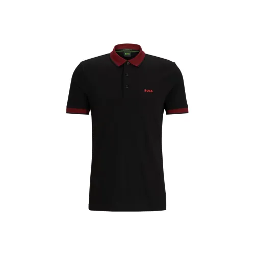 Hugo Boss Slim Fit Polo с контрастным логотипом Polo Мужской Черный