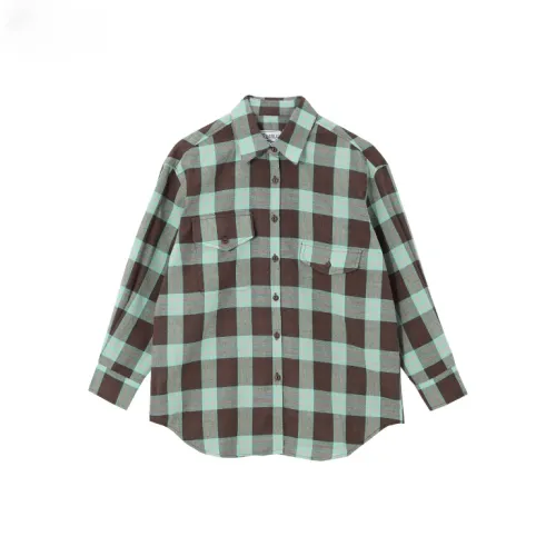 KORAKUBLUE Рубашка Унисекс Зеленый Кофейный