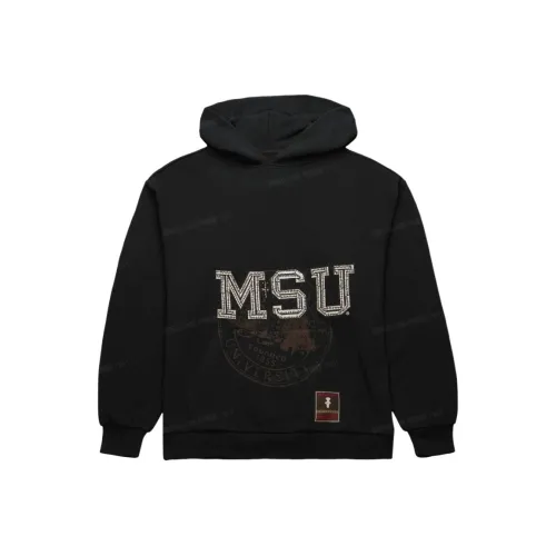 Travis Scott X Mitchell Ness Коллаборация SS24 Michigan State University Свитшот Унисекс Черный