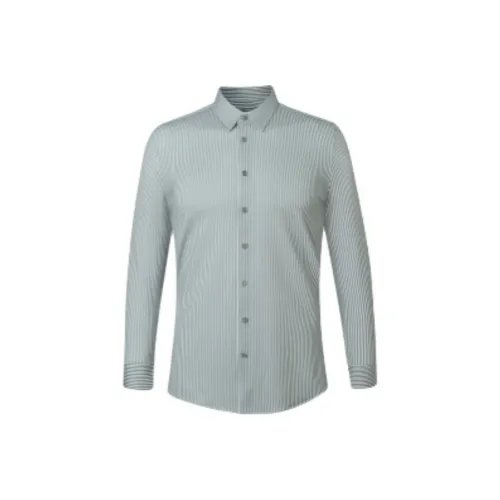 DEGRE ZERO Plum Blossom Green Stripes Men's Shirt