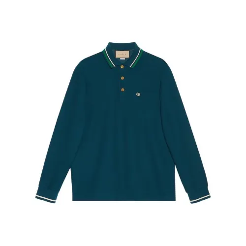 GUCCI Поло Мужское Павлиний Зеленый