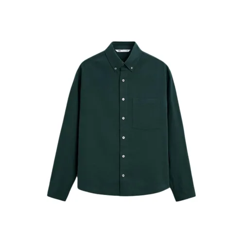 ZARA Зеленые/Синие Мужские Рубашки