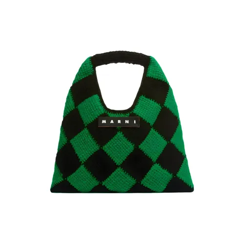MARNI Акриловая трикотажная ткань Корзина Сумка Сумка Средний Женский Черный и Зеленый