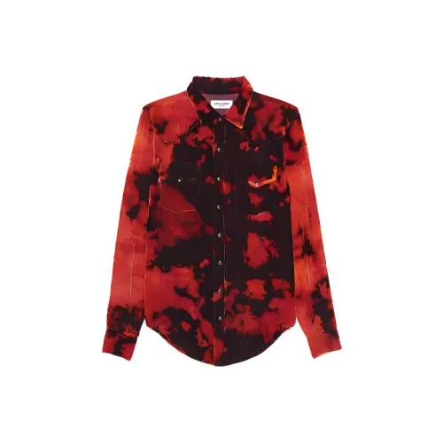 SAINT LAURENT SS22 Рубашка Мужская Бордовая